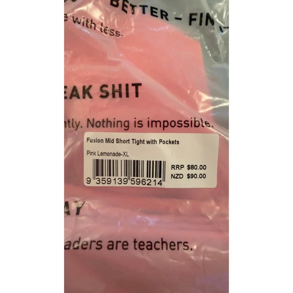 LSKD Fusion Mid Short Tight with Pockets Pink Lemonade XL New NWT